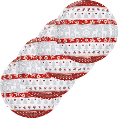 Produktbild von 4er-Set Weihnachtsteller aus Metall, 26 cm