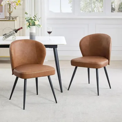 Image de Chaises de salle à manger - Lot de 2 - Chaises - Chaises de salle à manger - Chaises vintage - Similicuir