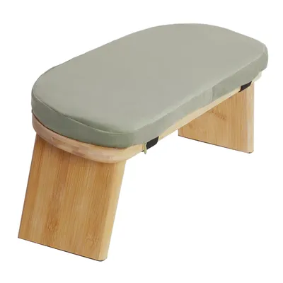 A product shot of a meditation bench on a white background.