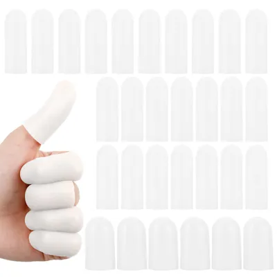 Productafbeelding van Siliconen vingertips - 30 stuks, waterdicht - Bescherming voor vingers bij verwondingen en artritis - Wit