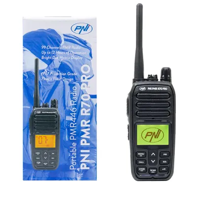 Obrázek produktu pro Přenosný rádiový vysílač PNI PMR R70 PRO 446 MHz, 16 CH 0,5 W, 99 kanálů programovatelných pomocí PC, 50 tónů CTCSS a 166 tónů DCS, IP67