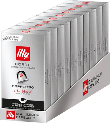 Produktbild von ILLY Kapseln Espresso Forte 100 Nespresso®* kompatible Kaffeekapseln 10 x 10