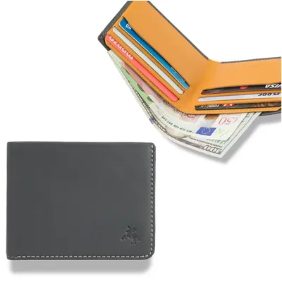 Obrázok produktu pre Pánska peňaženka značky Visconti, vyrobená z prírodnej kože, sivá, s technológiou RFID, rozmer 10,2 x 8,2 cm