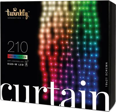 Produktbild von Twinkly Lichtervorhang Curtain 210 LED Warmweiss und Multicolor Outdoor 1 x 2,1m transparent