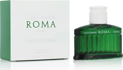 Produktbild von Laura Biagiotti Roma Uomo Green Swing, Männer, 40 ml, Nicht nachfüllbare Flasche, Bergamotte, Kardamom, Quitte, Geranium, Tonka-Bohne, Veilchen (Blatt), Kaschmirholz, Zedernholz, Vetiver