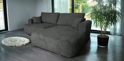Obrázok produktu pre Rohová sedacia súprava Berlin Duo 255x165 s funkciou spania posteľný box tmavosivý Boucle Abriamo 08 Right
