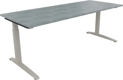 Produktbild von Schreibtisch Kufe Einzels. Quadrat B2000xT800xH650-850 si/Beton hell
