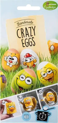 Produktbild von Oster Banderole Crazy Eggs - 4 Motive 12 Stück sortiert.