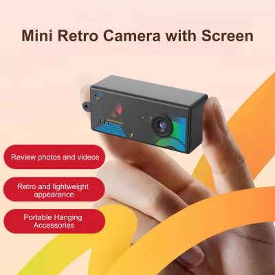 Obrázek produktu pro Malý digitální fotoaparát na klíče, 0,96palcový displej, video v rozlišení 1080p, 5 retro filtrů, širokoúhlý objektiv 130°, vhodný na cesty i na večírky, černý