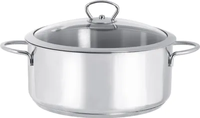 Immagine prodotto di Metalac Casseruola culinaria, acciaio inox, 24 cm, 4,8 l, con coperchio in vetro