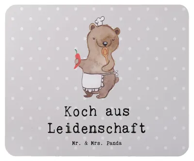 Produktbild von Mr. & Mrs. Panda Mousepad Koch Leidenschaft - Grau Pastell - Geschenk, Spruch, Restaurant, mausteppich, Chefkoch, Mauspad, mousematte, computer, Mouse Pad