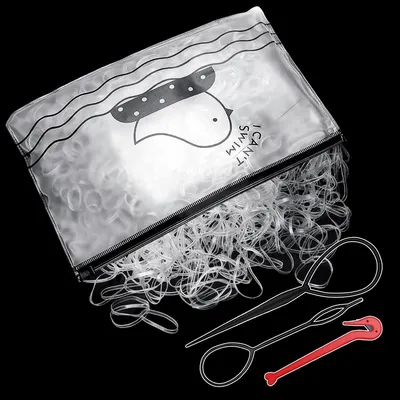 Produktbild von Haargummis Haarband Zopfwerkzeug - 1000 Stück - Transparent - Mit Haarbandentferner - Für Zöpfe und Pferdeschwanz