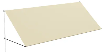 Immagine prodotto di QEENTOE, tenda da sole a cassonetto per balcone, 350x145 cm, con corda e barra di supporto in alluminio, protezione solare per terrazza, balcone e giardino, color beige