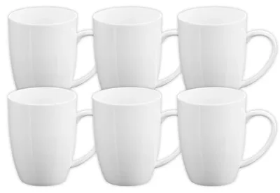 6er Set Porzellan Tassen 460 ml Weiß Kaffee Tee
