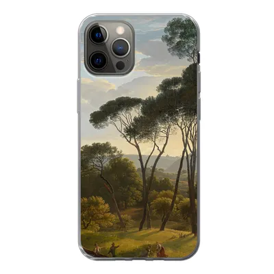 Produktbild von MuchoWow® Handyhülle Schutzhülle Hülle für iPhone 12 Pro Italienische Landschaft mit Zirbelkiefer - Gemälde von Hendrik Voogd Silikon Softcase Handy Hülle - Abdeckung