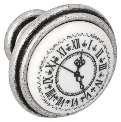 Image de Bouton pour meubles en zamac et Porcelaine Diamètre 35mm Vieil argent brillant