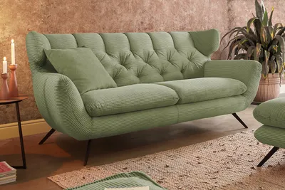 Produktbild von KAWOLA Sofa CHARME 3-Sitzer Cord olivgrün