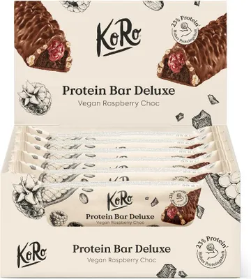 Produktbild von KoRo | Protein Bar Deluxe Vegan Raspberry Choc 12 x 55 g