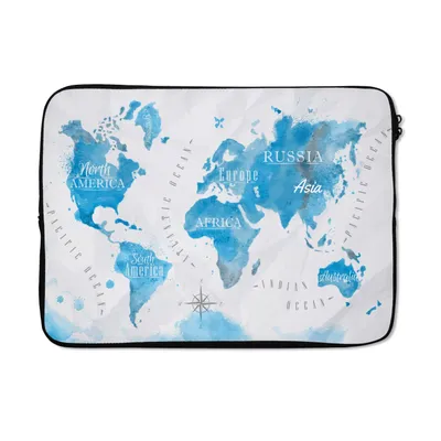 Produktbild von MuchoWow® Laptop Hülle 14 ZollWeltkarten - Ölfarben Laptoptasche - Laptoptasche - Stoßsicher - Schutzhaube