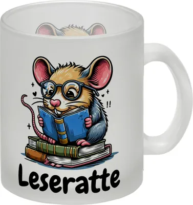 Produktbild von Leseratte Glas Tasse mit Spruch Leseratte