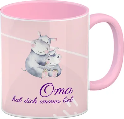 Produktbild von Oma hab dich immer lieb Kaffeebecher Rosa Besonders geeignet als Geschenk für