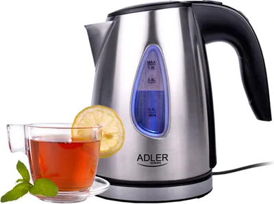 Zdjęcie produktu dla Adler AD1203, 1 l, 1500 W, Srebrny, Stal nierdzewna, Wskaźnik poziomu wody, Filtrowanie