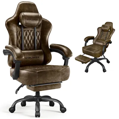 Produktbild von GTPLAYER GamingStuhl, Bürostuhl, Ergonomischer Pc Stuhl, Höhenverstellbarer Drehstuhl, Armlehnen mit Synchronmechanik, Lendenkissen, Kopfkissen