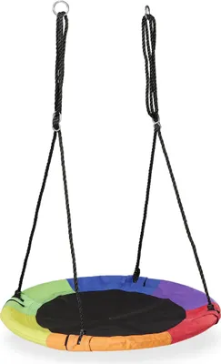 Produktbild von Relaxdays Nestschaukel, Ø 100 cm, Kinder & Erwachsene, höhenverstellbar, bis 150 kg, Outdoor Hängeschaukel Garten, bunt