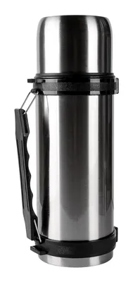 Produktbild von Edelstahl-Thermoskanne 1L mit Tragegriff Gurt Trinkbecher Thermosflasche Tee Kaffee