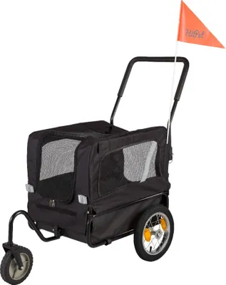 Image de HiPet remorque vélo pour chien taille M Noir/Gris – remorque pliable 2 roues avec aération en filet et laisse de sécurité