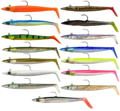 Produktbild von Savage Gear Sandeel V2 - 2 Gummifische + 1 Jigkopf, Größe / Gewicht / Farbe:15.5cm / 46g / Blue Pearl Silver UV