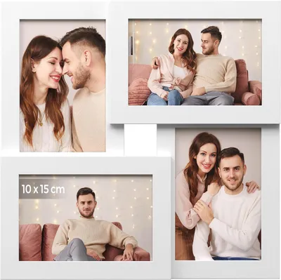 Produktbild von Collage-Fotorahmen für 4 Fotos - Fotorahmen 10 x 15 cm - Mit Glas - Aus MDF