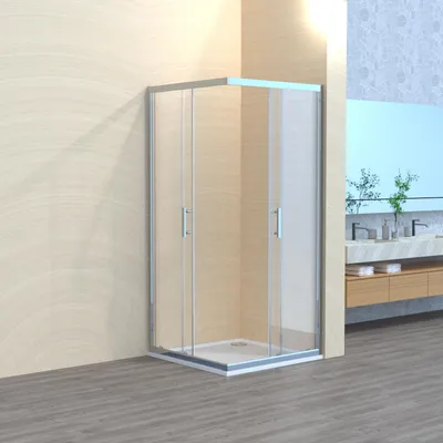 Produktbild von LEMMO Duschkabine Schiebetür 90*90cm, 4mm Gläser, Eckeinstieg Höhe 185 cm
