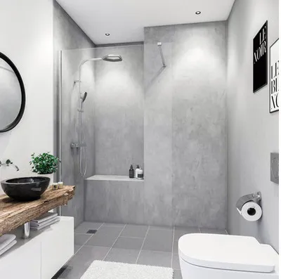Produktbild von Duschrückwand BREUER Betonoptik Seidenmatt grau 150 x 255 cm 9482537000204