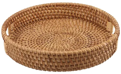 Immagine prodotto di Sottopentola rotondo in rattan, diametro 30 cm, con manico, ideale per snack e bevande
