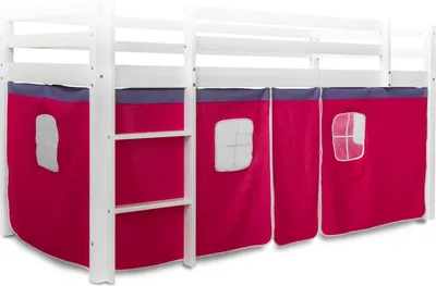 Produktbild von Homestyle4u Bettumrandung Bettvorhang für Hochbett Vorhang Stoff Baumwolle Pink