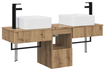 Image de vidaXL Ensemble de meubles de salle de bain, 3 pièces, en bois stratifié imitation chêne artisanal