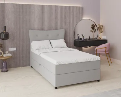 Produktbild von Boxspringbett, 120cm x 200cm, Grau, mit Bettkasten, Matratze und Topper, Einzelbett, NEVADA, Panda Möbel