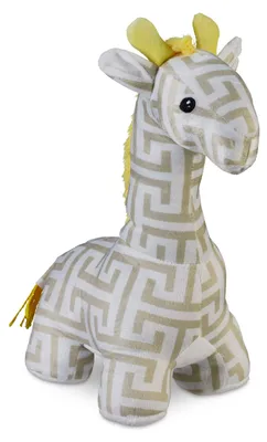 Produktbild von Relaxdays Türstopper Giraffe, Stoff & Sand, Türpuffer für Boden, innen, HBT: 35x15x25 cm, Deko Türsack Tier, weiß/beige