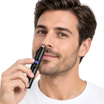 Produktbild von Nasenhaartrimmer Elektrisch, Ohrhaartrimmer und Augenbrauentrimmer, 360° Rundklinge, Type C, LCD Akkustandsanzeige, 32 g