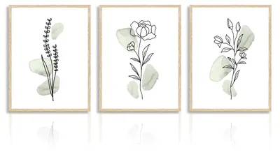 Botanische Wandposter, Set von 3, 30x40 cm, nicht gerahmt
