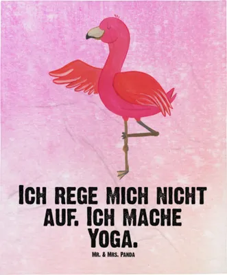 Produktbild von Mr. & Mrs. Panda Babydecke Flamingo Yoga - Aquarell Pink - Geschenk, Plaid, Erstlingsdecke, Namaste, Fleecedecke, Aufgeregt, Achtsamkeit, Yogi, Schlummerdecke