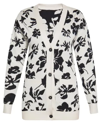 Immagine prodotto di ALBEE, cardigan da donna - lana, bianco e nero. ALBEE, cardigan da donna - lana, bianco e nero, taglia L