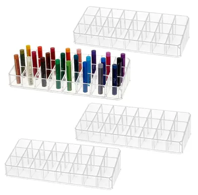 Image de 4 pièces : Organisateur à crayons à lèvres - Rangement à maquillage pour tiroir