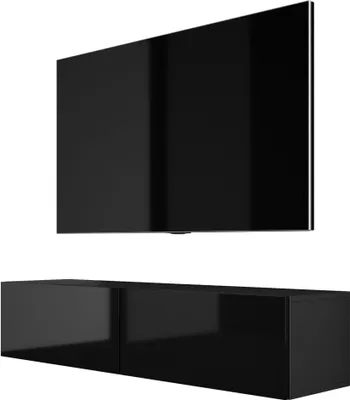 Produktbild von TV-SCHRANK : Mattschwarz / Schwarz Glanz, 140 x 34 x 32 cm