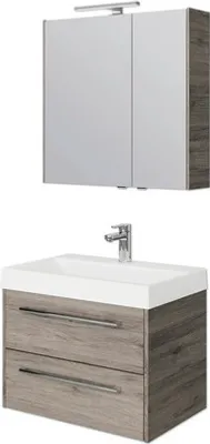 Produktbild von Pelipal Badmöbel-Set Milano BxHxT 70 x 200 x 45 cm Frontfarbe eiche sanremo mit Mineralguss-Waschtisch weiß SET-138-016