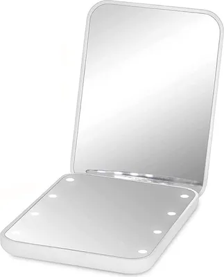 Produktbild von Taschenspiegel, vergrößernder LED-Kompakt-Reise-Schminkspiegel für die Handtasche, tragbar, faltbar, handlich