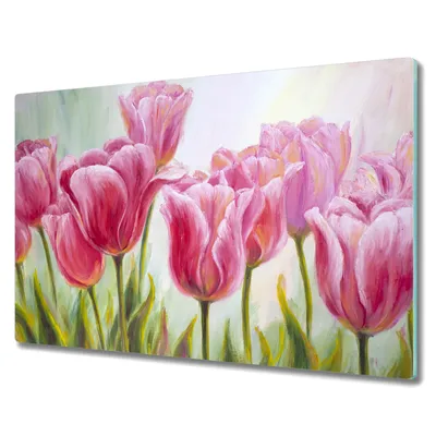Produktbild von Coloray Herdabdeckplatte 80x52 cm Schneidebrett Kochplattenabdeckung Küchenbrett Hackbrett - Blumen Pflanzen