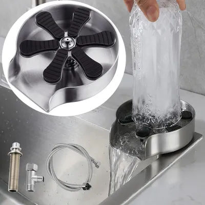 Productafbeelding van Omgoods - RVS Glazenwasser met 360° Draaikop voor Keuken en Bar