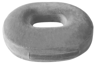 Produktbild von Orthopädisches Sitzkissen, Ringkissen für das Steißbein, Memory-Schaum mit Griff zur Schmerzlinderung, ergonomisch, grau, 38 x 30 x 7 cm